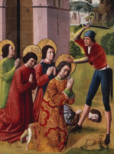 Martyrdom of Saints Cosmas and Damian with Their Three Brothers, Part of an Altarpiece by Unbekannt Unbekannt